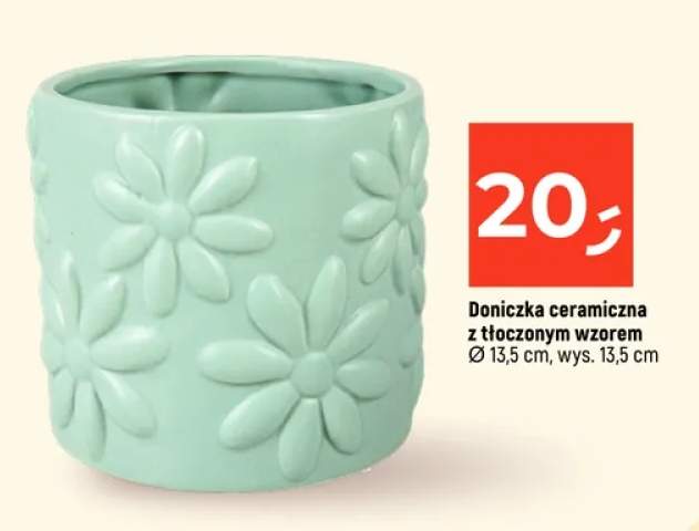 Doniczka ceramiczna z tłoczonym wzorem