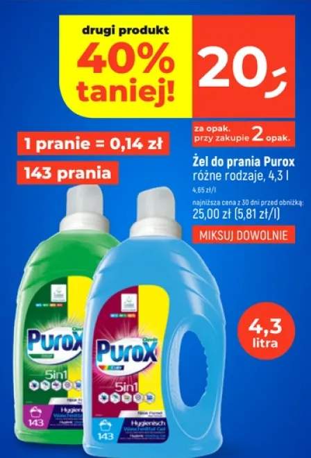 Żel do prania Purox różne rodzaje