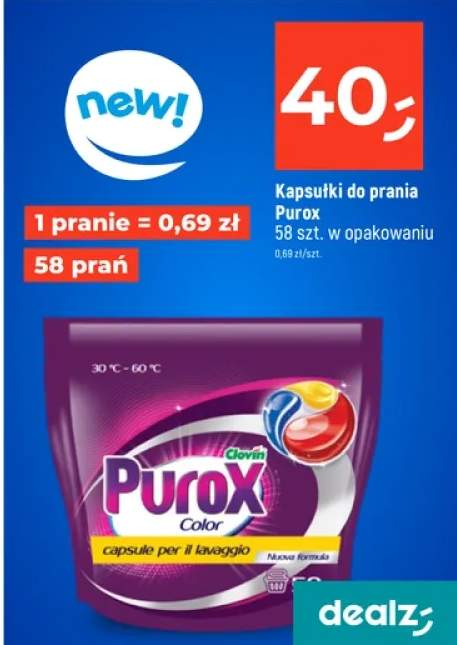 Kapsułki do prania Purox 58 szt. w opakowaniu
