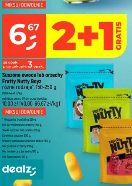 Suszone owoce lub orzechy różne rodzaje