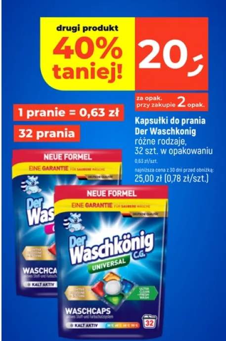 Kapsułki do prania różne rodzaje, 32 szt. w opakowaniu