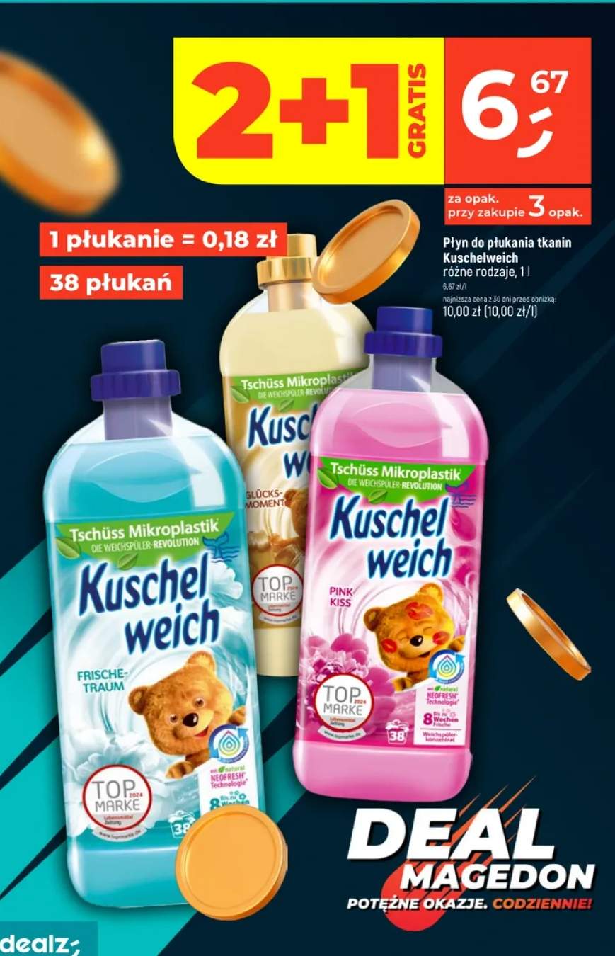 Płyn do płukania tkanin Kuschelweich Pink Kiss różne rodzaje