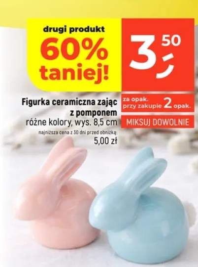 Figurka ceramiczna zając z pomponem różne kolory
