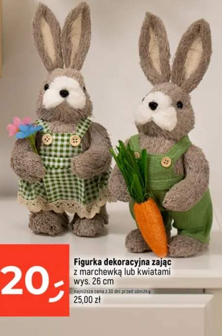 Figurka dekoracyjna zając z marchewką lub kwiatami