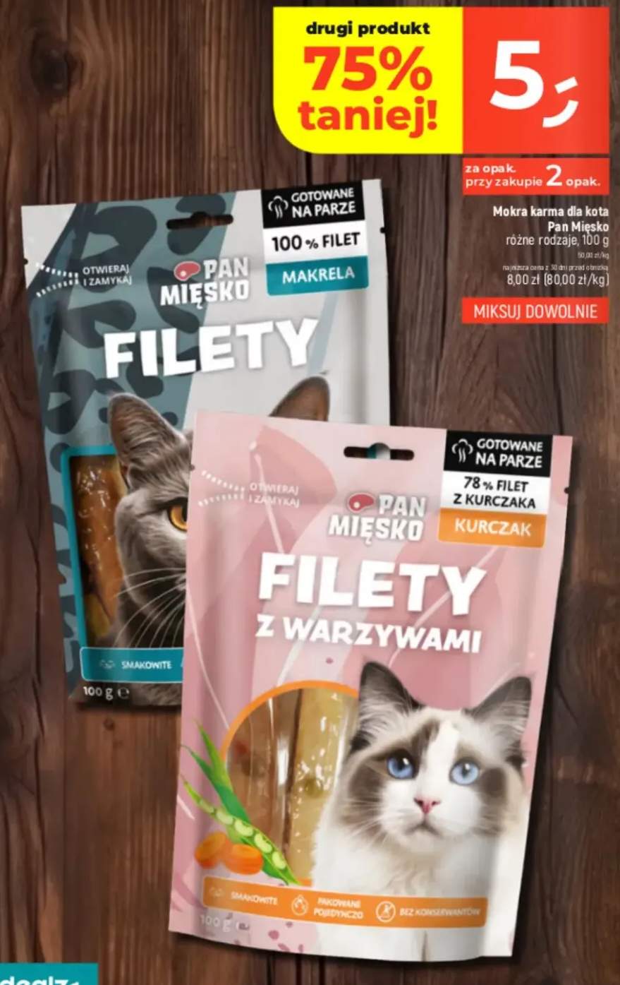 Mokra karma dla kota różne rodzaje Filety makrela