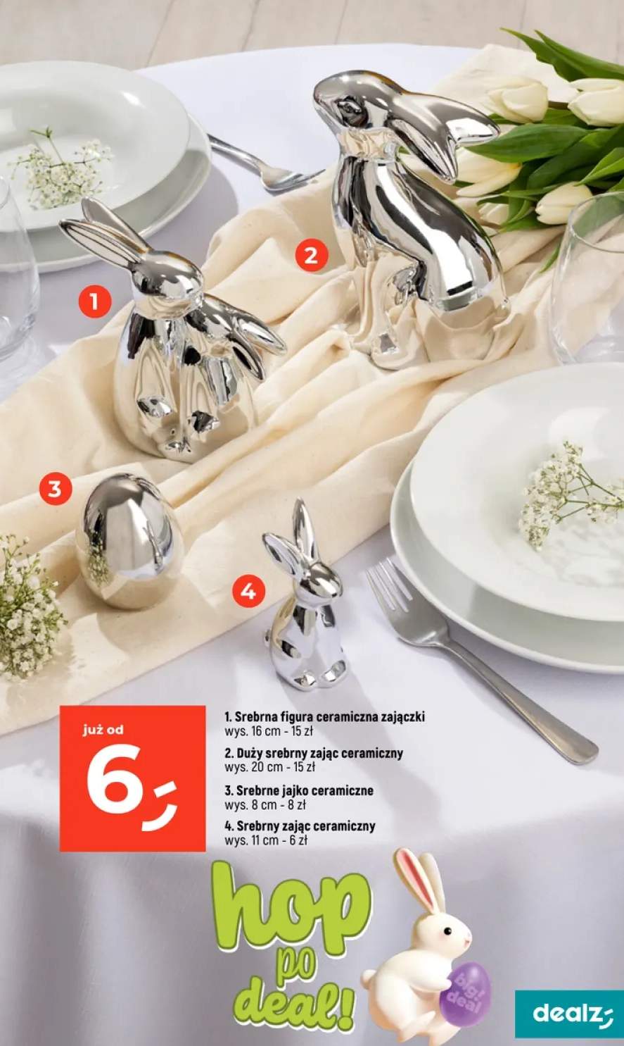 Srebrny zając ceramiczny