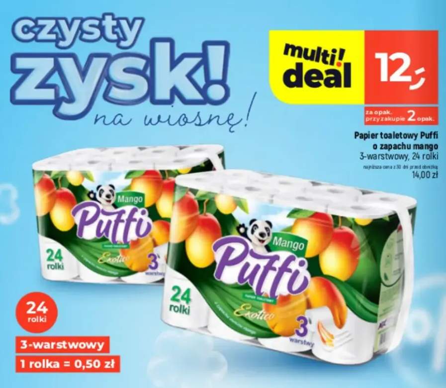 Papier toaletowy o zapachu mango 3-warstwowy, 24 rolki