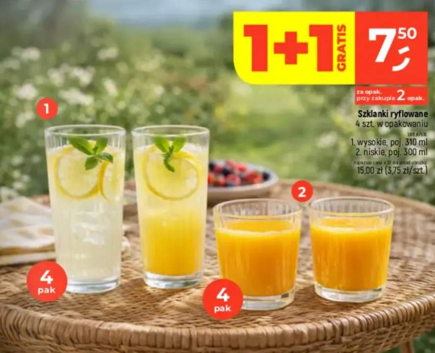 Szklanki ryflowane wysokie