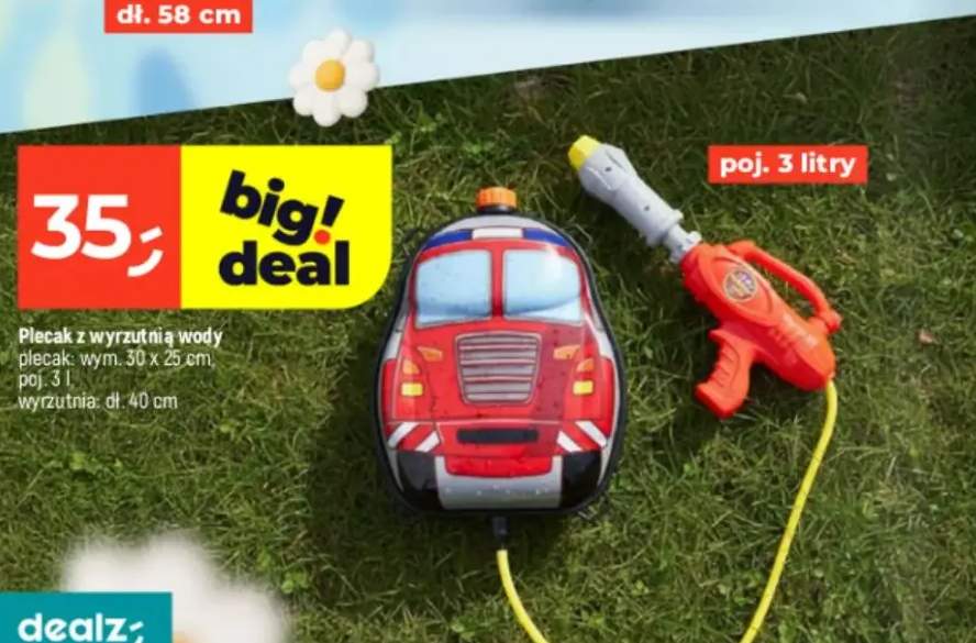 Plecak z wyrzutnią wody plecak wym. 30x25cm poj. 3l wyrzutnia: dł. 40cm