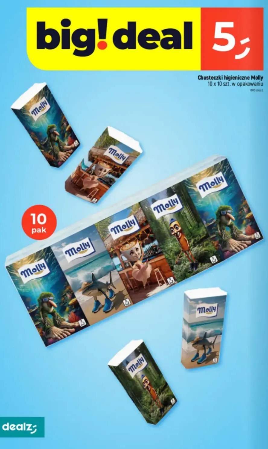 Chusteczki higieniczne 10 x 10 szt. w opakowaniu