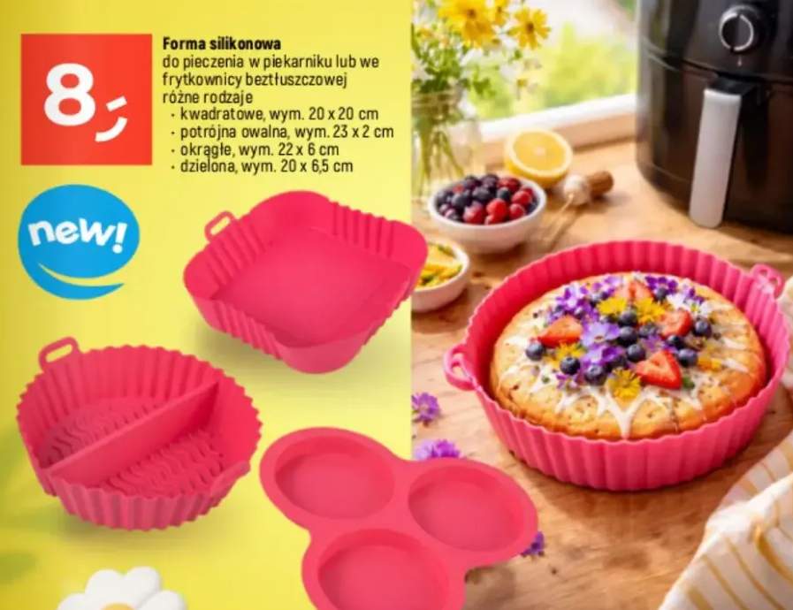 Forma silikonowa do pieczenia w piekarniku lub we frytkownicy beztłuszczowej okrągła