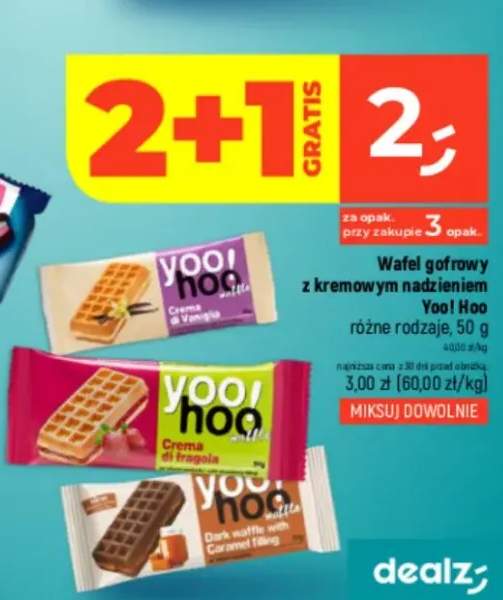 Wafel gofrowy z kremowym nadzieniem Yoo! Hoo różne rodzaje