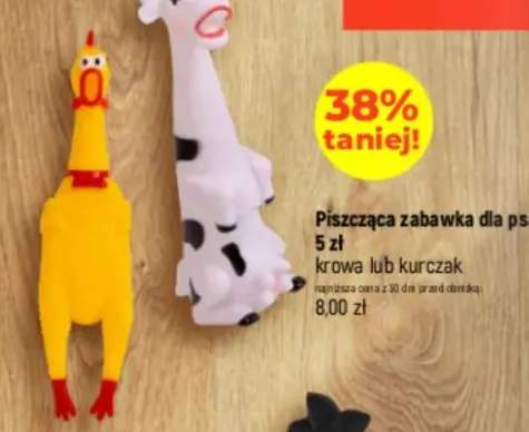 Piszcząca zabawka dla psa krowa lub kurczak
