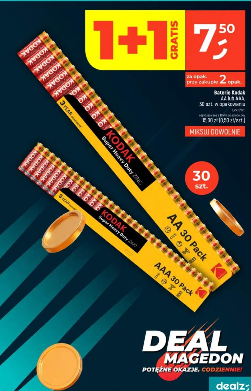 Baterie AA lub AAA, 30 szt. w opakowaniu