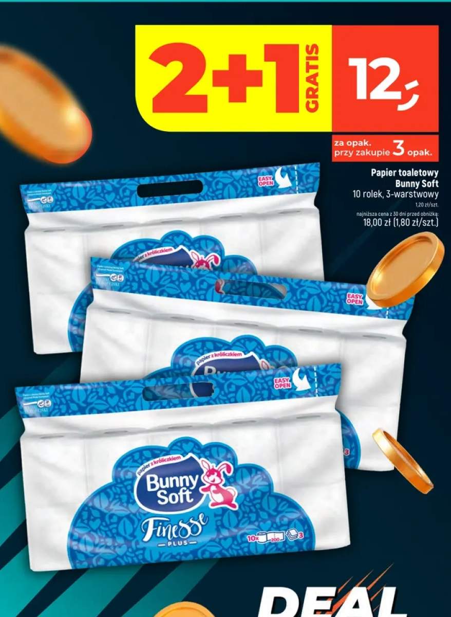 Papier toaletowy Bunny Soft 10 rolek, 3-warstwowy