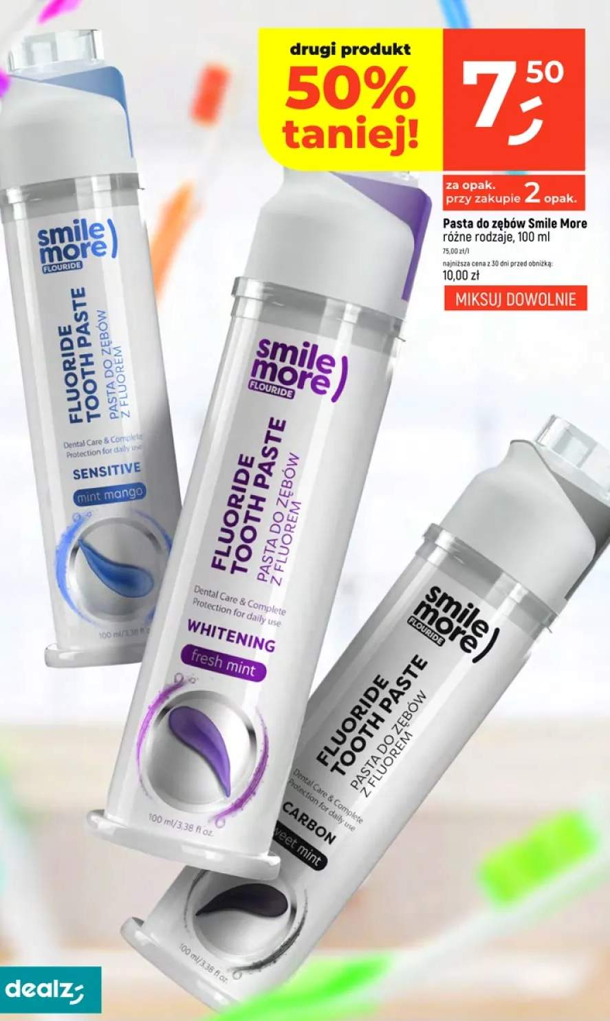Pasta do zębów Smile More różne rodzaje