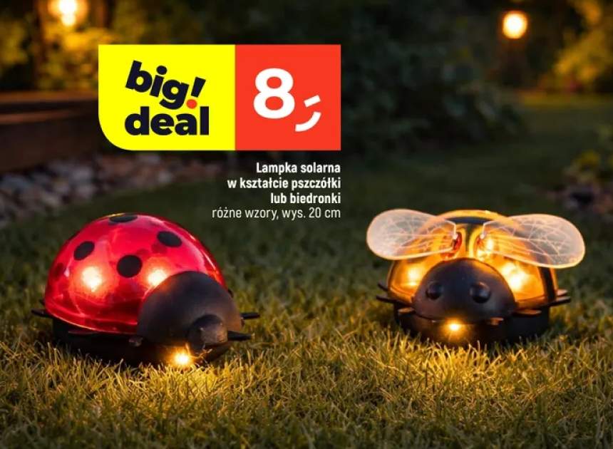Lampka solarna w kształcie pszczółki lub biedronki