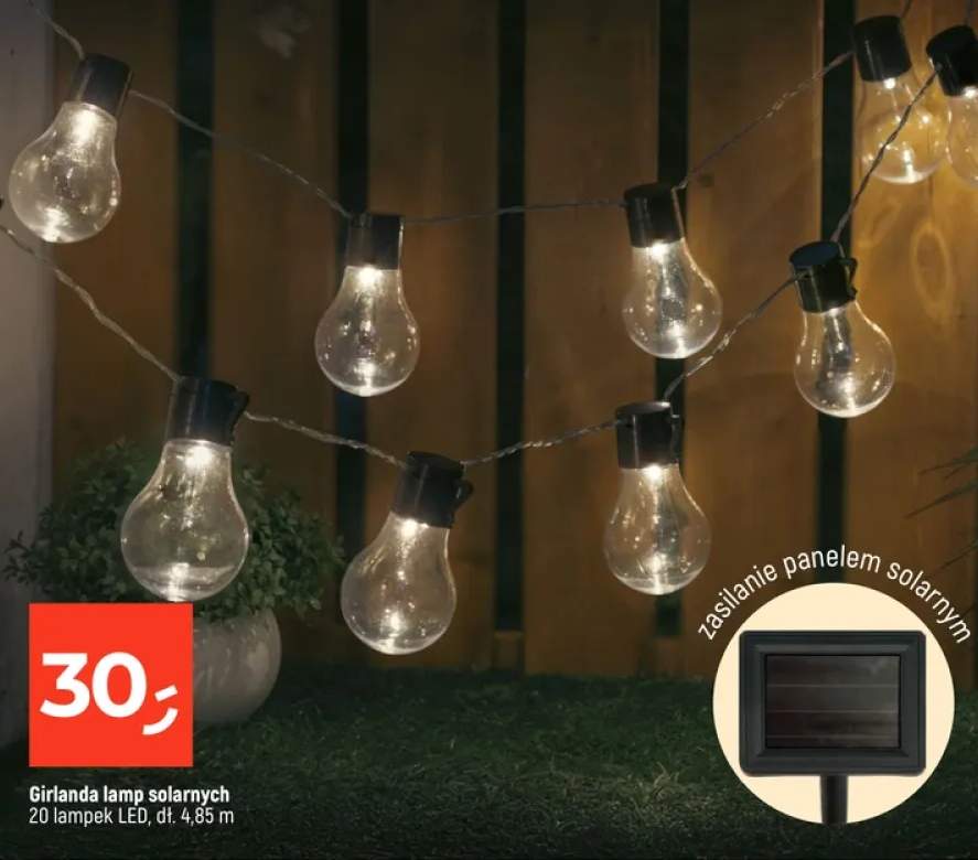 Girlanda lamp solarnych 20 lampek LED