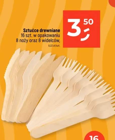 Sztućce drewniane 8 noży oraz 8 widelców