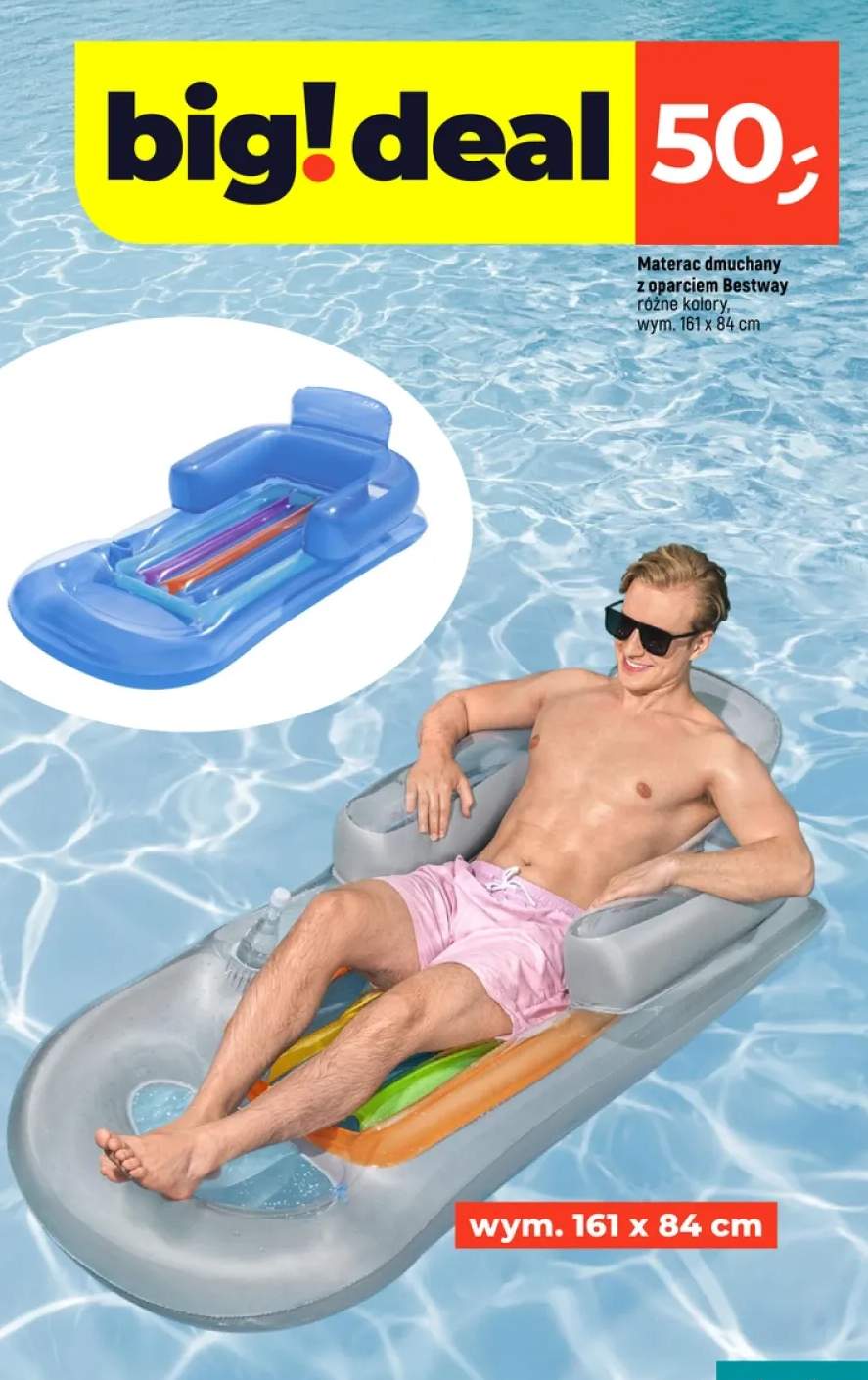 Materac dmuchany z oparciem Bestway 161x84cm