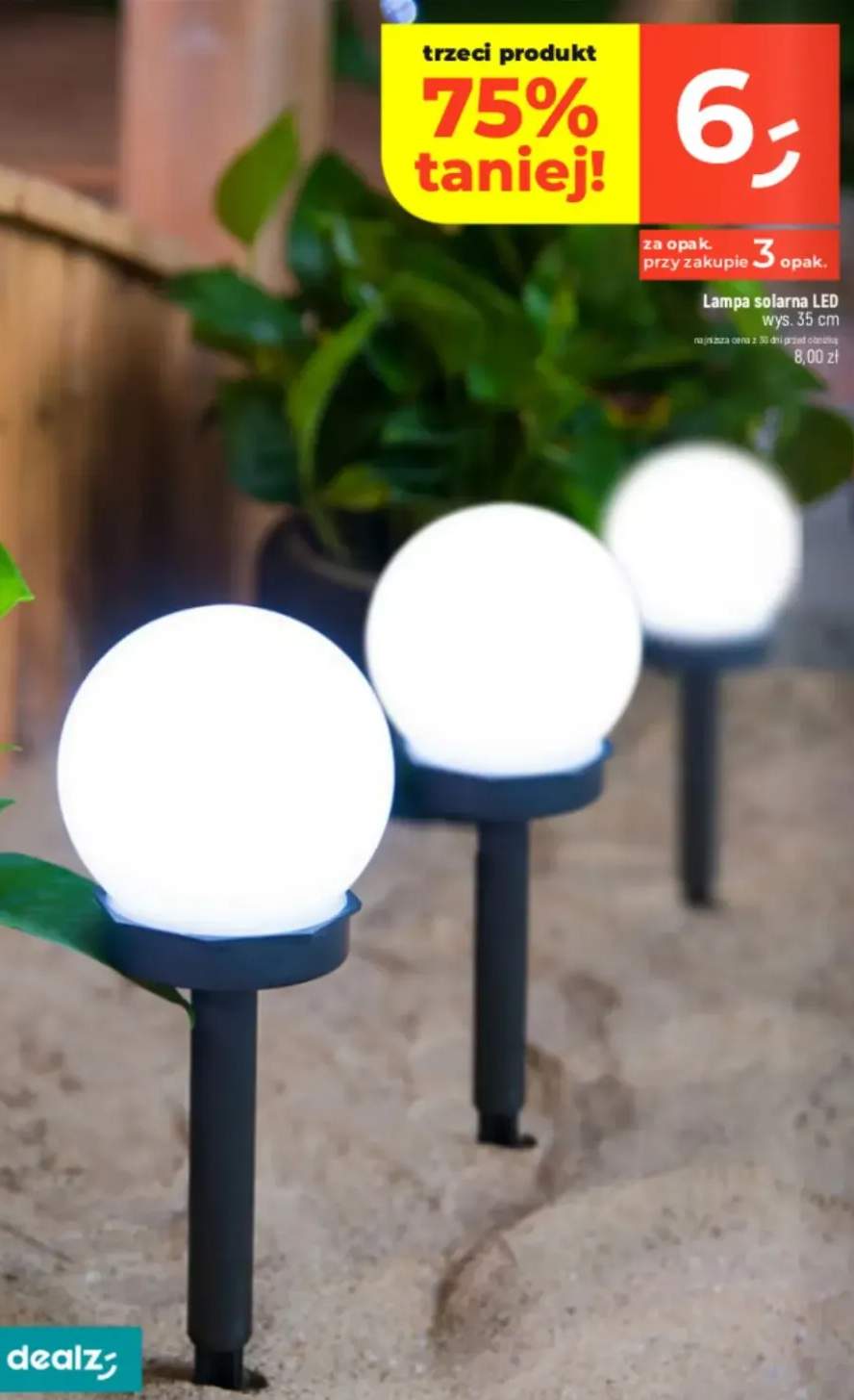 Lampa solarna LED wys. 35cm