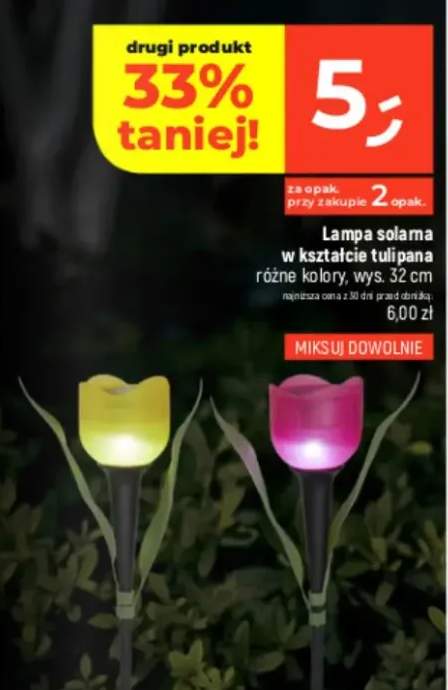 Lampa solarna w kształcie tulipana wys. 32cm