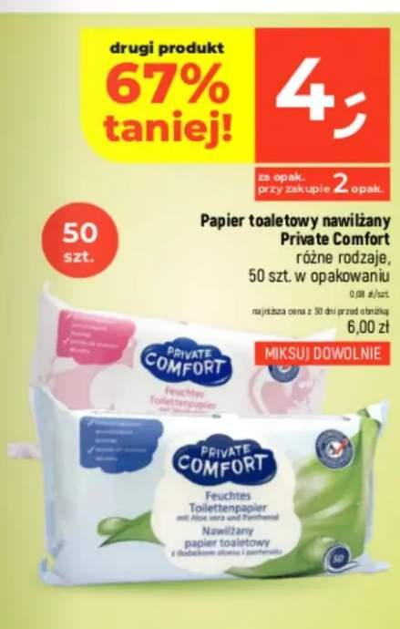 Papier toaletowy nawilżany Private Comfort