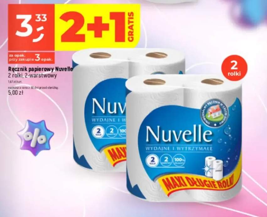 Ręcznik papierowy Nuvelle Maxi długie rolki 2-warstwowy 2-pak