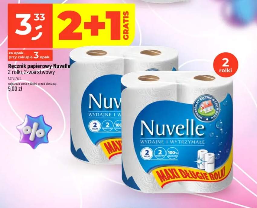 Ręcznik papierowy Nuvelle Maxi długie rolki 2-warstwowy 2-pak