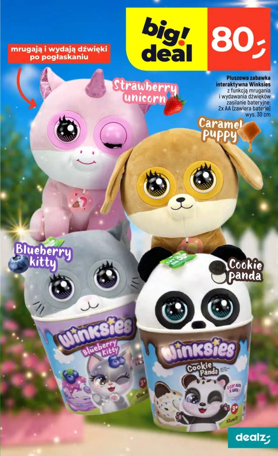 Pluszowa zabawka interaktywna Winksies Strawberry unicorn wys. 30cm