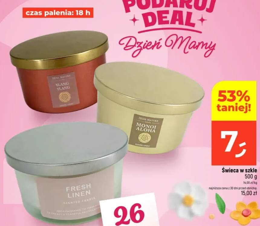 Świeca w szkle Hugs Nature Ylang Ylang 500g 18h