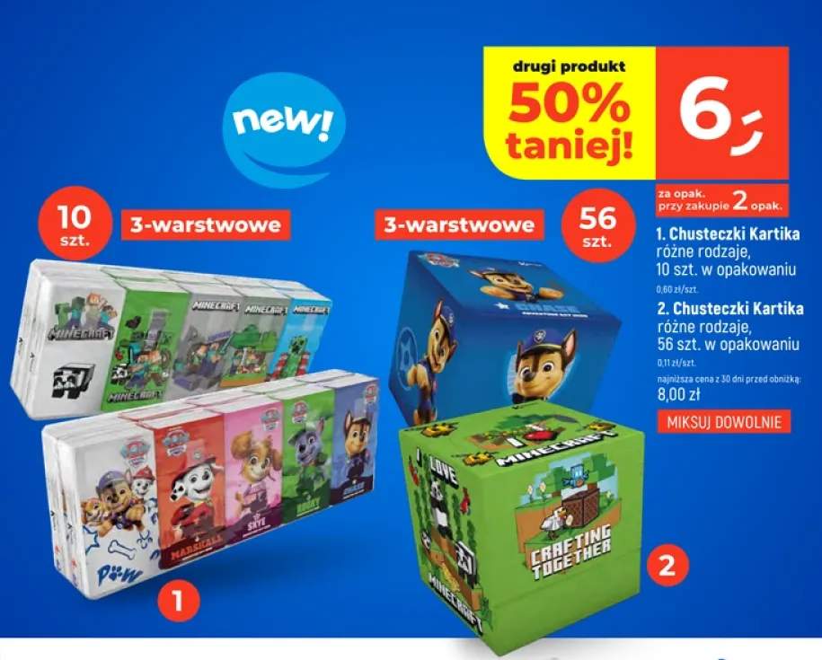 Chusteczki 3-warstwowe Kartika Minecraft 10-pak