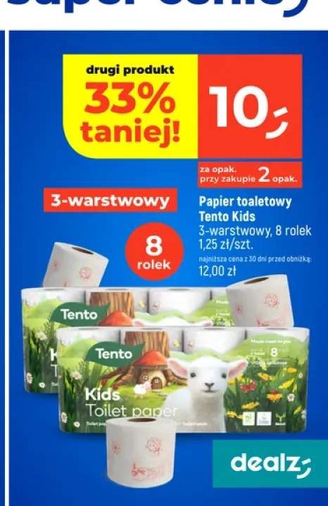 Papier toaletowy 3-warstwowy Tento Kids 8-pak