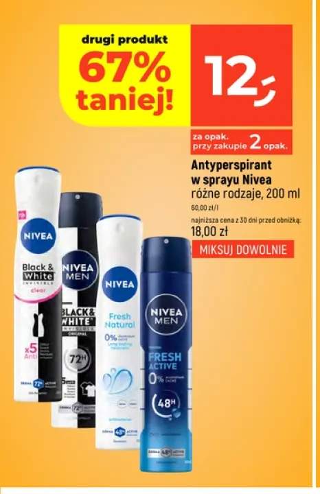 Antyperspirant w sprayu Nivea Black & White Invisible clear