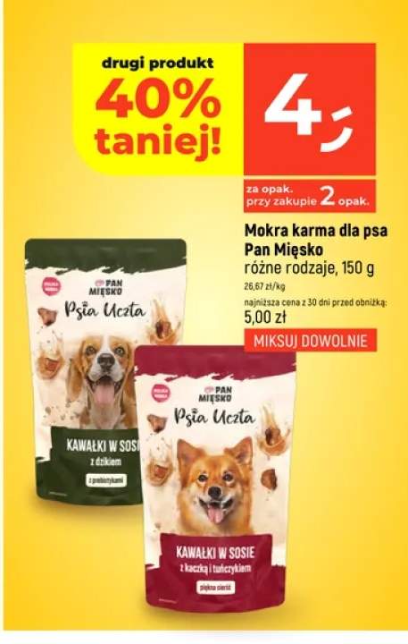 Mokra karma dla psa Pan Mięsko kawałki w sosie z kaczką i tuńczykiem