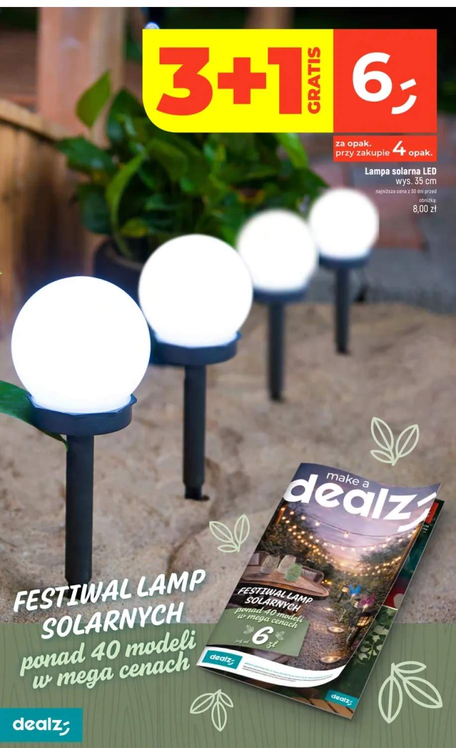 Lampa solarna LED wys. 35cm