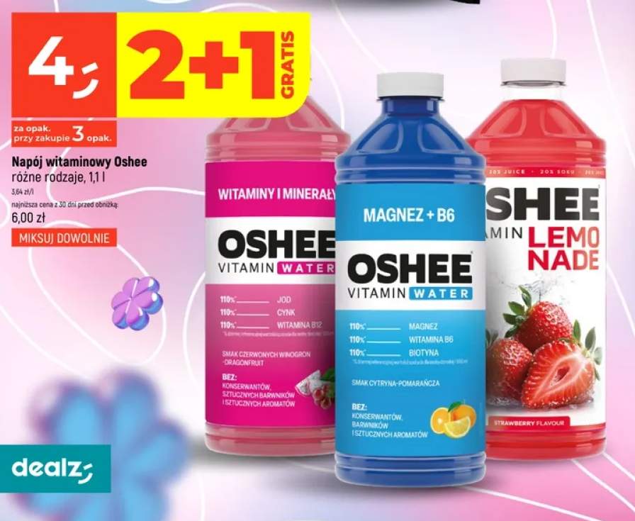 Napój witaminowy Oshee Vitamin Lemonade strawberry flavour
