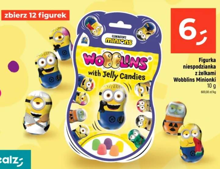 Figurka niespodzianka z żelkami Wobblins Minionki