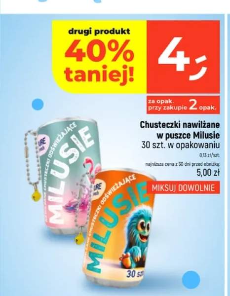 Chusteczki nawilżane w puszce Milusie