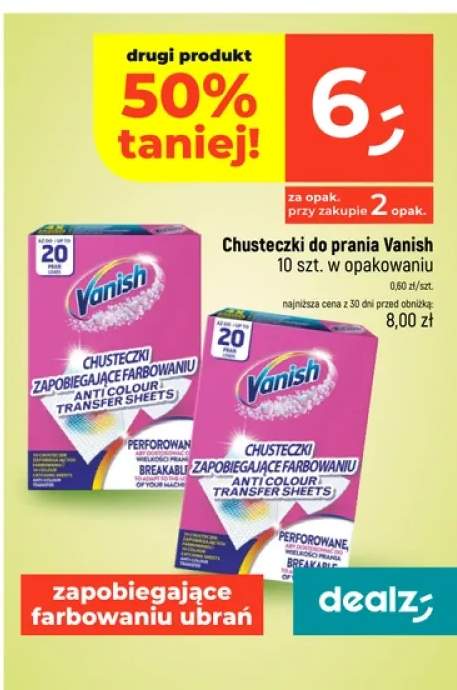 Chusteczki do prania Vanish zapobiegające farbowaniu