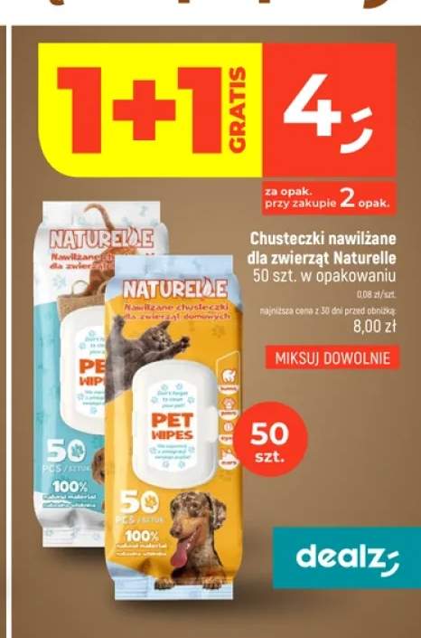 Chusteczki nawilżane dla zwierząt Naturelle