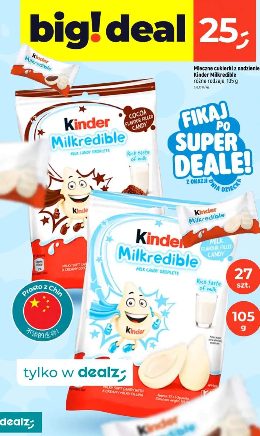 Mleczne cukierki z nadzieniem Kinder Milkredible Milk Flavour