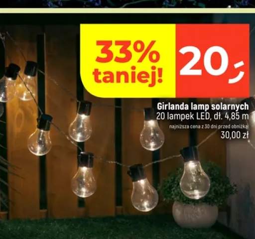 Girlanda lamp solarnych 20 lampek LED dł. 4,85m