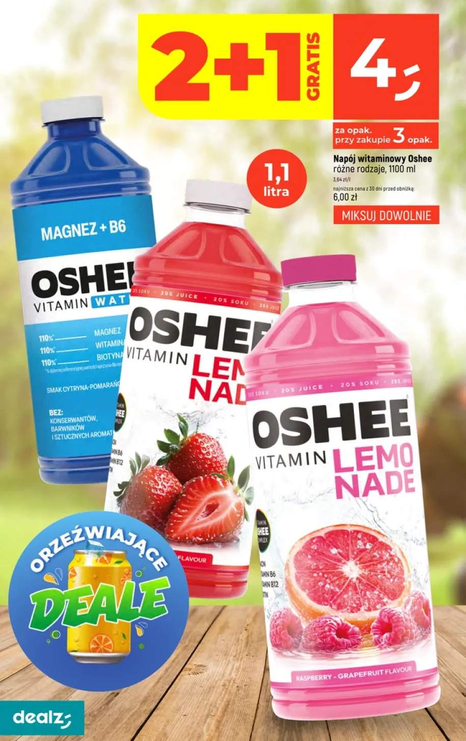 Napój witaminowy Oshee Vitamin Lemonade malina-grejpfrut