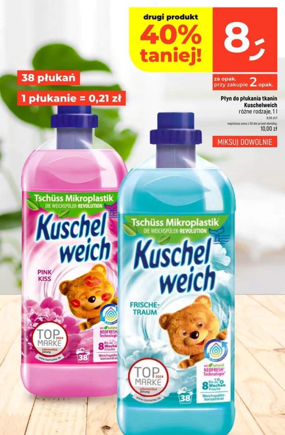 Płyn do płukania tkanin Kuschelweich Pink Kiss 38 płukań
