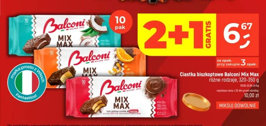 Ciastka biszkoptowe Balconi Mix Max 10-pak z pomarańczą
