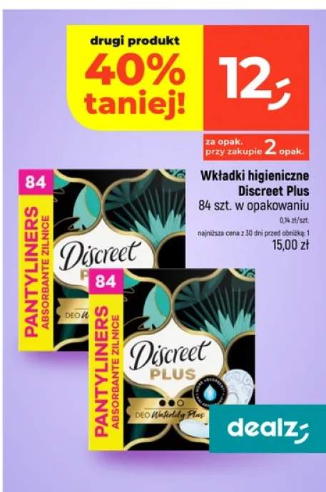 Wkładki higieniczne Discreet Plus DEO Waterlily
