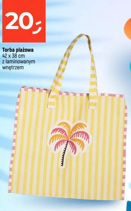 Torba plażowa 42x38 cm z laminowanym wnętrzem