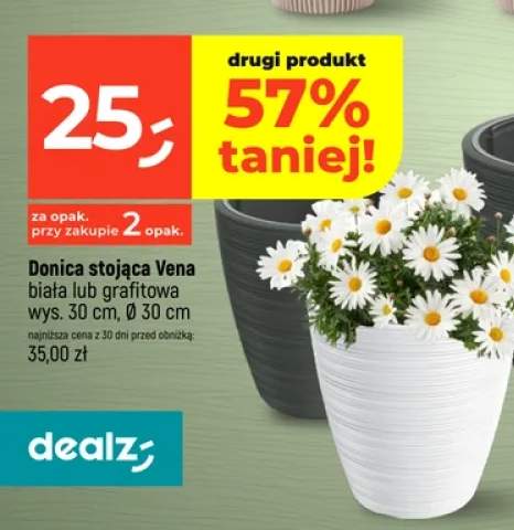 Donica stojąca Vena grafitowa wys. 30 cm, Ø 30 cm