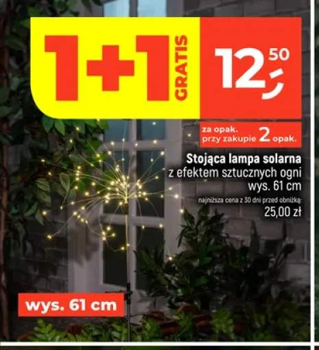 Stojąca lampa solarna z efektem sztucznych ogni wys. 61 cm